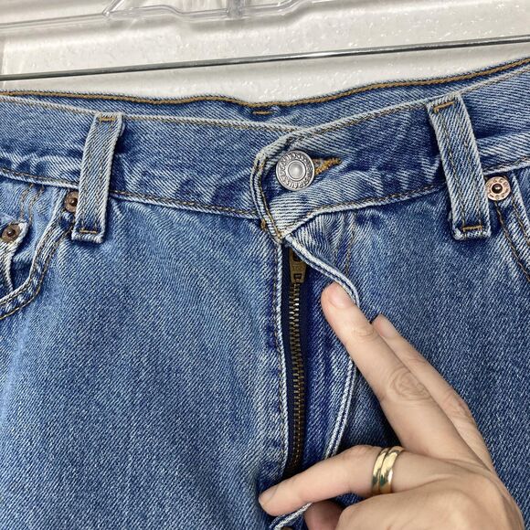 Levis Denim Bermudas Shorts Womens 12 Blue 100% Cotton High Rise - Picture 5 of 16